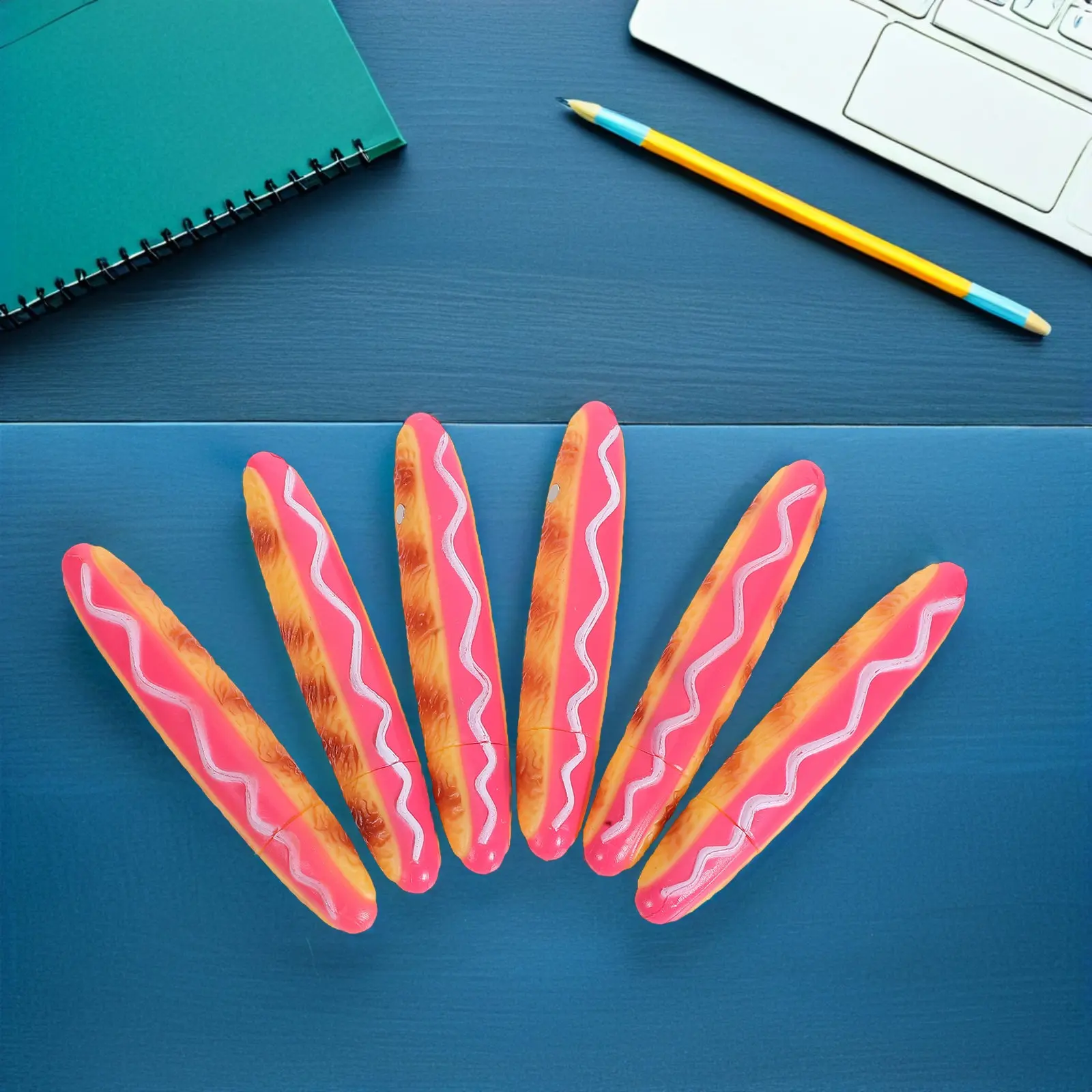 

6Pcs Hot Dog Ballpoint Pen Food Shape Novelty Back to School Supplies Funny Writing Pens for Students Kids Office Gift