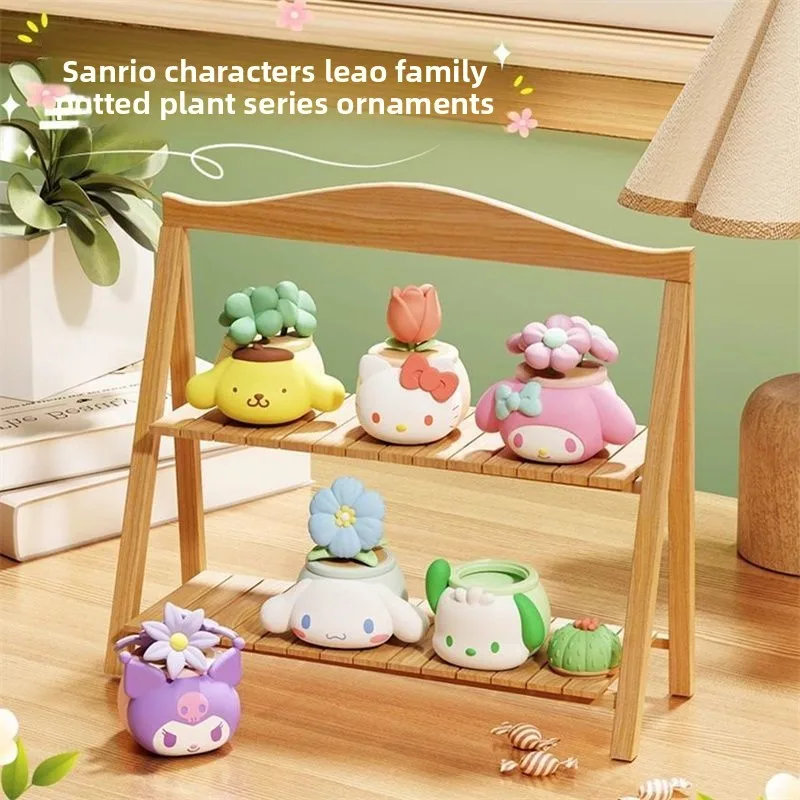 New Sanrio Characters Potted Plant Series, kuromi Cinnamoroll My Melody Mini Figure,  Kawaii Room Decor Birthday Gift for Girls