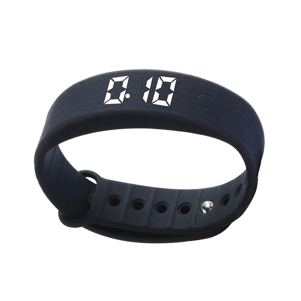 

Черный водонепроницаемый фитнес-браслет с LED-экраном, сенсорным управлением, мониторингом температуры, отслеживанием качества сна и активности