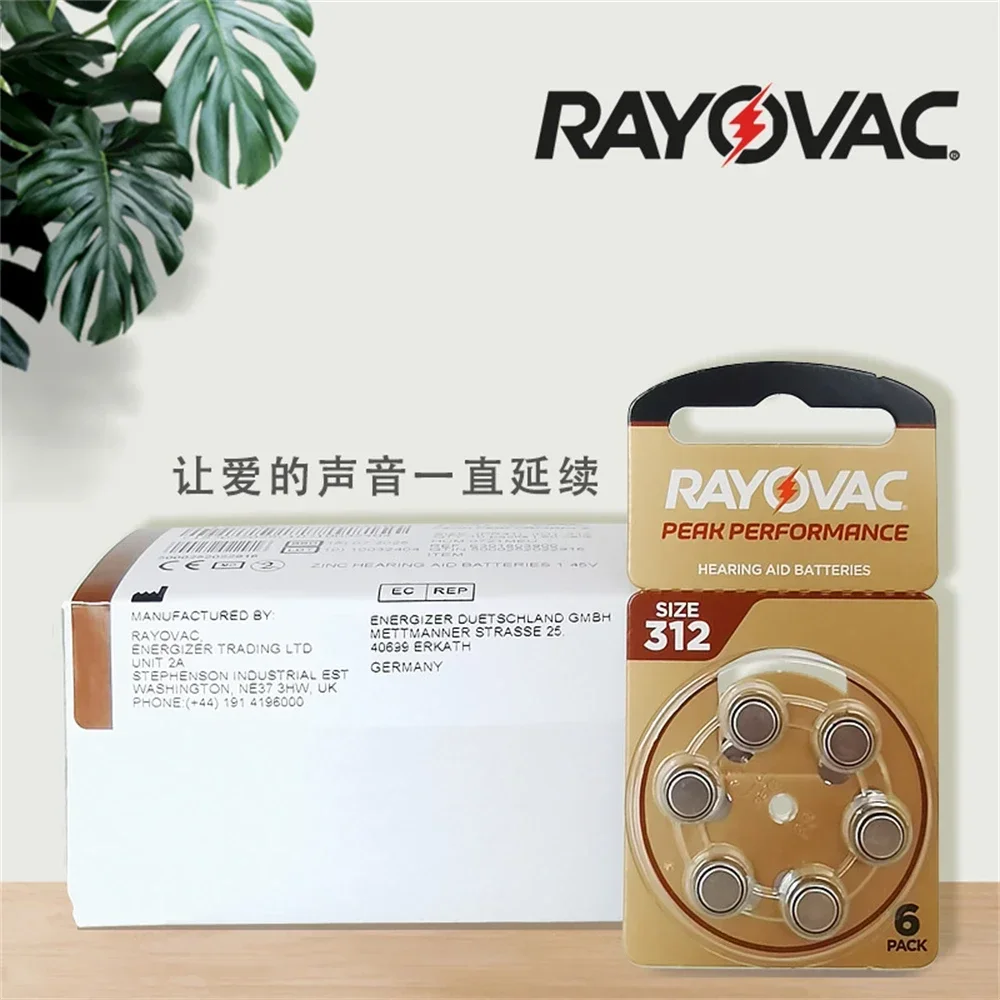 Hearing Aid Batteries 6-60PCS / 1-10Cards RAYOVAC PEAK 1.45V 312 312A A312 PR41 Zinc Air Battery For BTE CIC RIC OE Hearing Aids