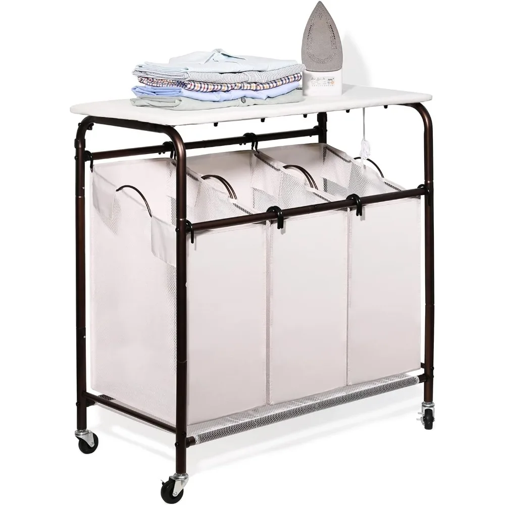 Imagem -03 - Lavandaria Hamper Sorter com Tábua de Engomar Clássico Rolling Cart Heavy Duty Bolsas