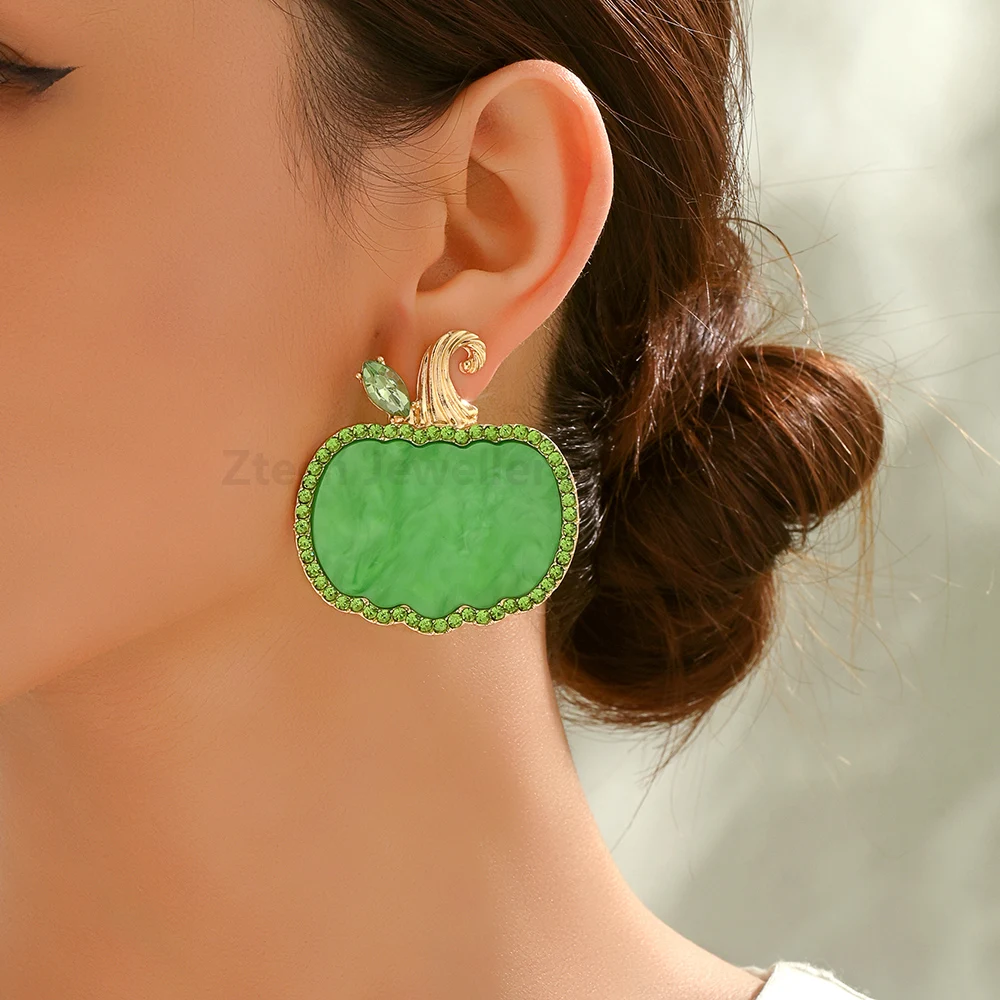 

Classic Color Matching Red Green Pumpkin Halloween Earrings for Women Exquisite Cute Fashion Jewelry for Daily Parties