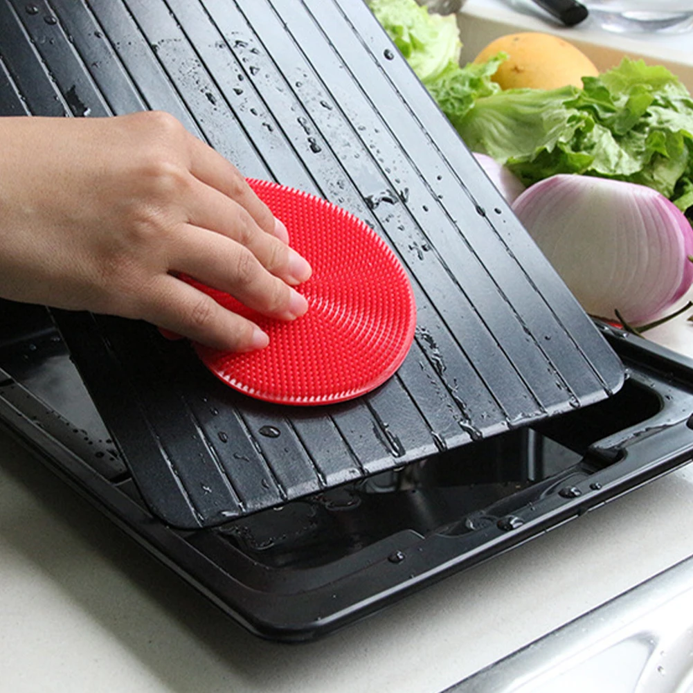 Defrosting Tray for Frozen Meat and Food Aluminum Thawing Plate with Drip Pan Quick Defroster Board Defrosting Mat