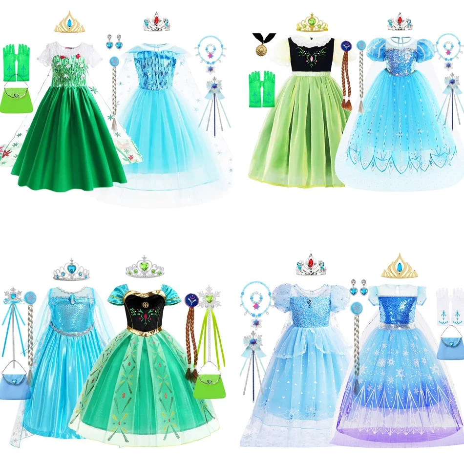 Elsa Dress for Girl Fancy Christmas Dress Girls Princess Halloween Anna Costume  4 5 6 7 8 9 10 Years