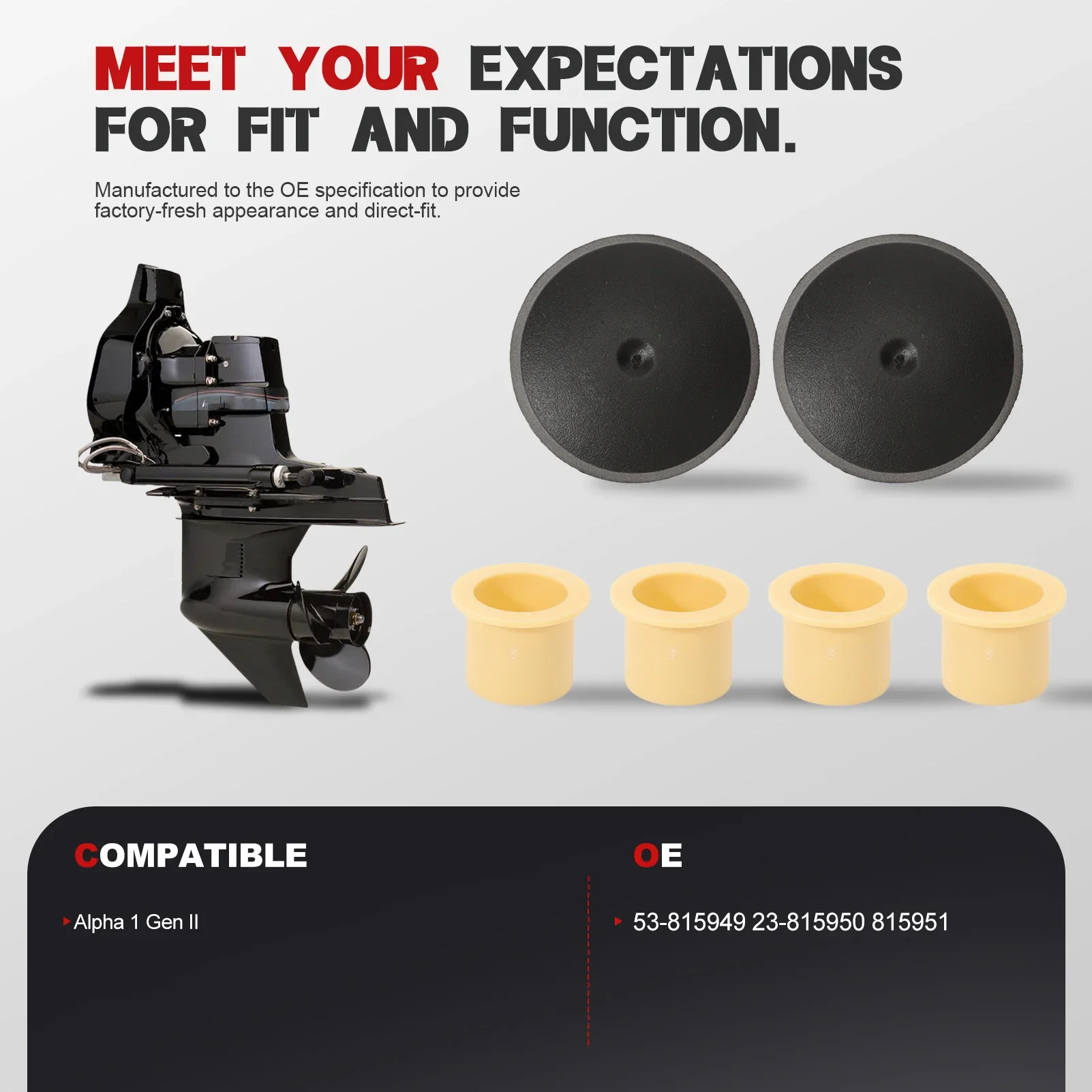 

Комплект пластиковых втулок рычага Power Trim Ram Control Kit 53-815949 для Mercruiser Alpha 1 Gen II 23-815950 815951