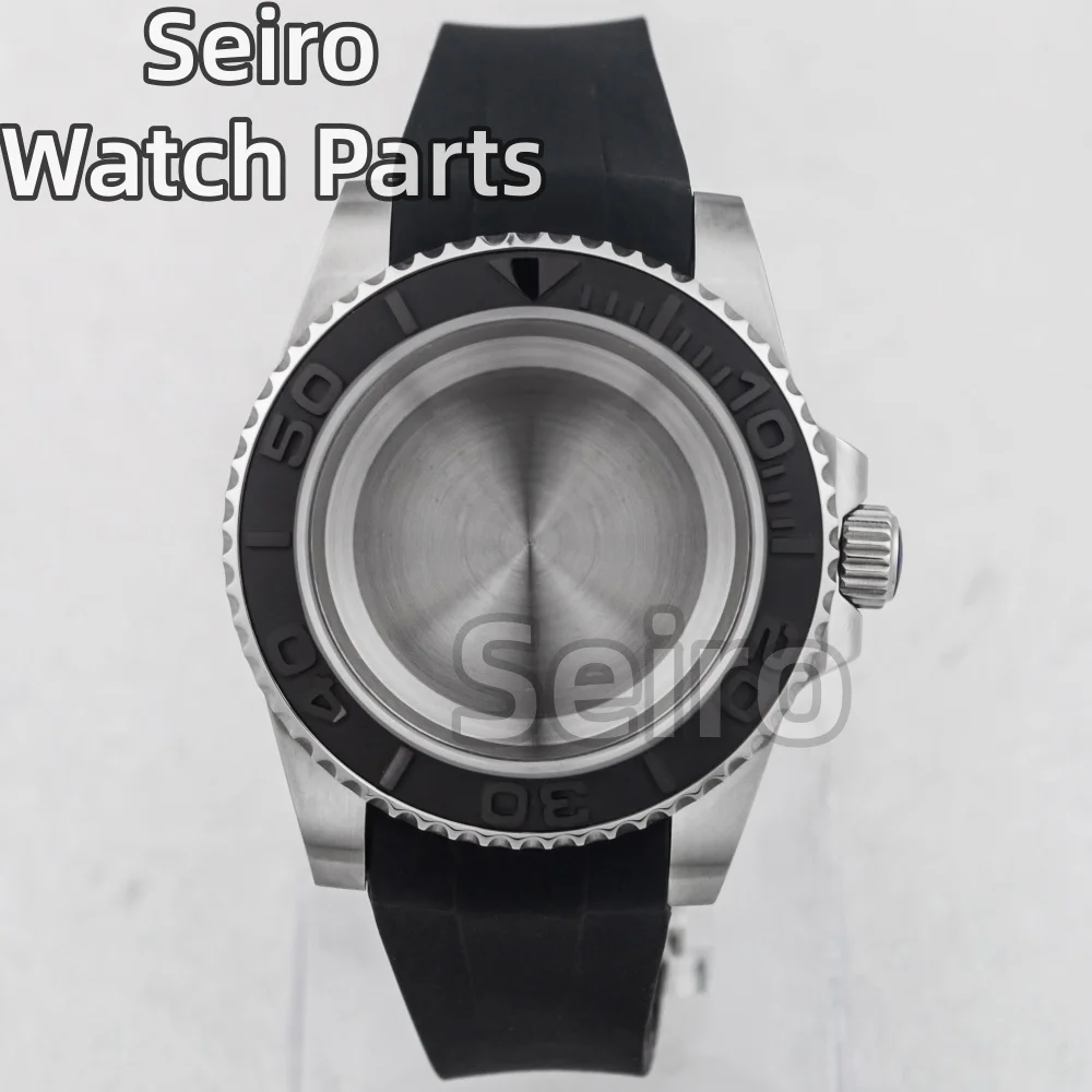 40 مللي متر NH35 ساعة حافظة بحزام مطاطي الياقوت الزجاج الفولاذ المقاوم للصدأ لليخوت سايكو مود NH34 NH35 NH36 حركة NH35 ساعة