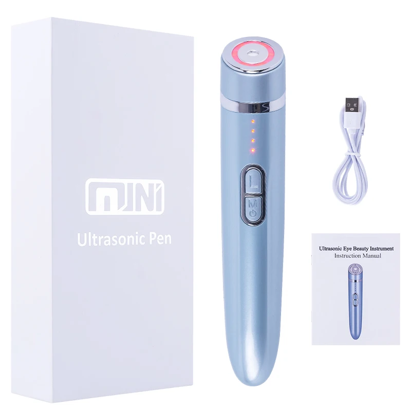 Herramienta de terapia ocular con luz azul clara púrpura y luz roja: eliminación antihinchazón y ojeras |   Masajeador ultrasónico para el cuidado de la piel 4.0