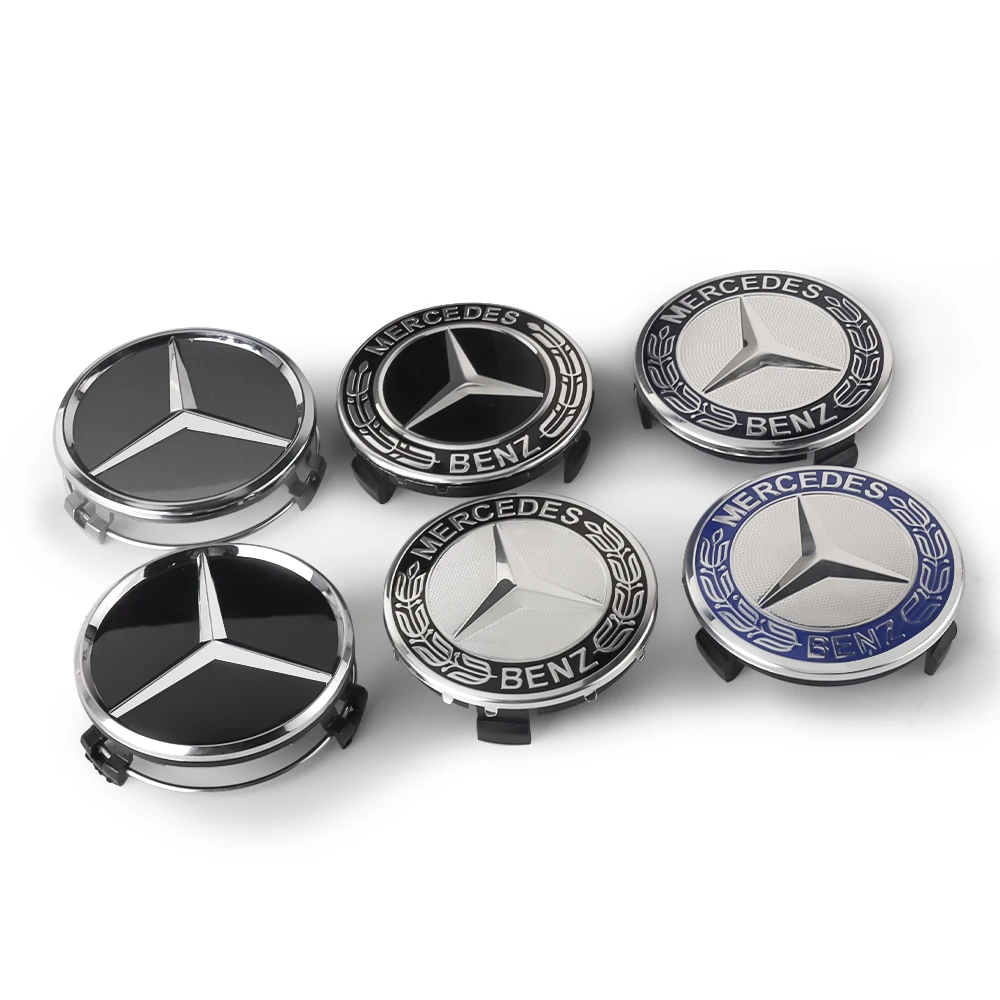 Cubiertas centrales de rueda de estilo de coche, reemplazo de tapas de cubo para Mercedes Benz W211, W203, W204, W210, W124, AMG, W202, CLA, W212, W220, W205, 75MM