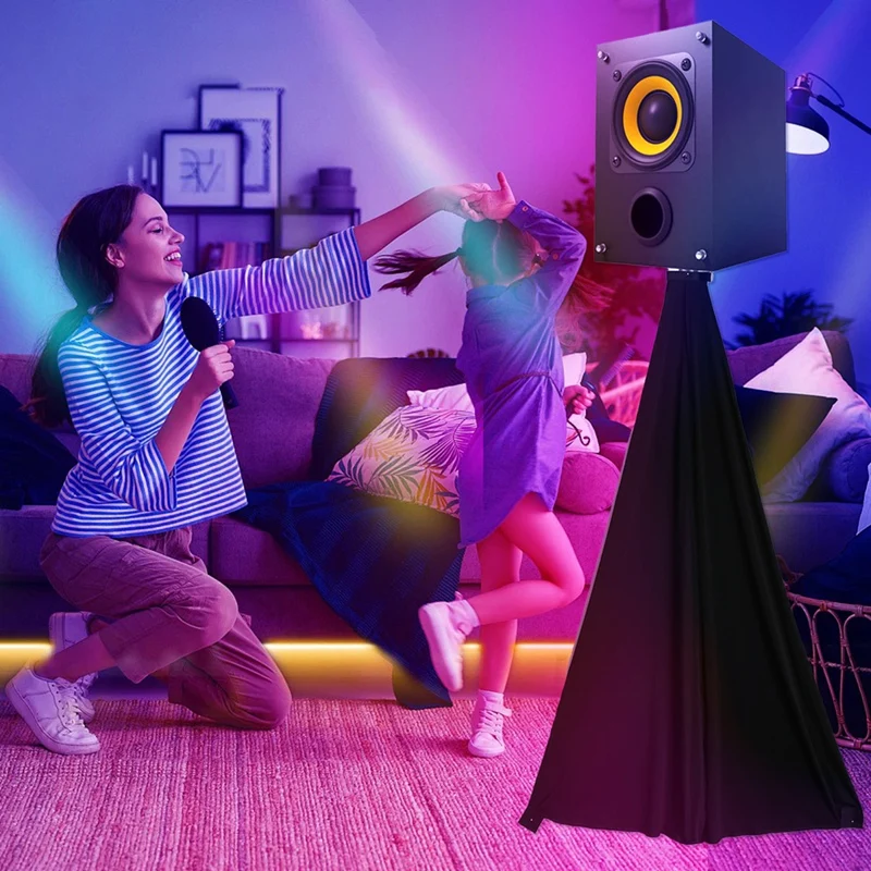 ●Universal Dj Light Speaker Stand Skirt Tripod Scrim Cover with Stretchable Polyester Material, 2 Pcs