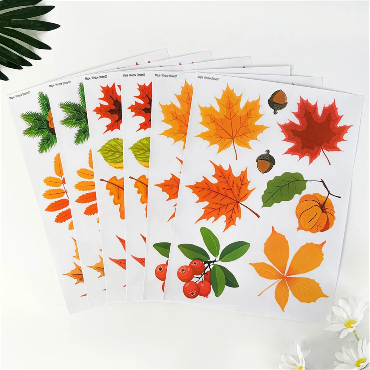 Calcomanías de ventana de hojas de otoño de Acción de Gracias, se aferra para ventana de vidrio, decoración de Otoño de temporada