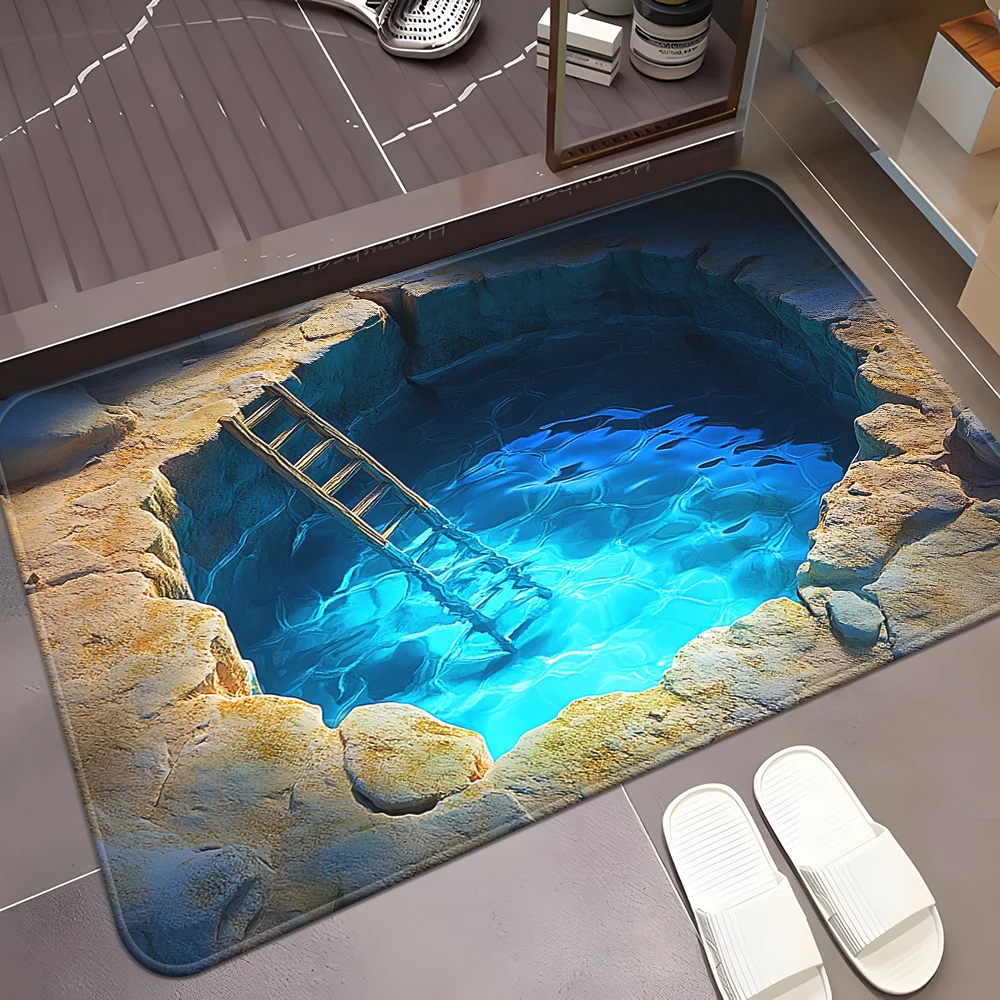 VIKAMA 3D Optical Illusion Doormat, Suitable for Living Room, Bedroom, and Entryway Non-Slip Yoga Mat, Camping and Picnic Use