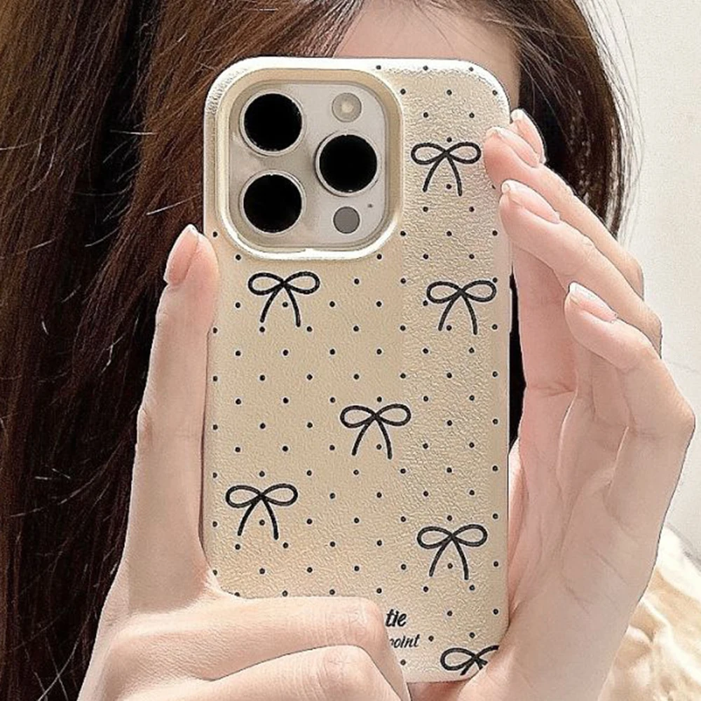 Leuke Boog Siliconen Lederen Case Voor iPhone 11 Case iPhone 16 13 12 14 15 Pro Max 14 15 16 Plus Zachte Schokbestendige Telefoon Cover Funda