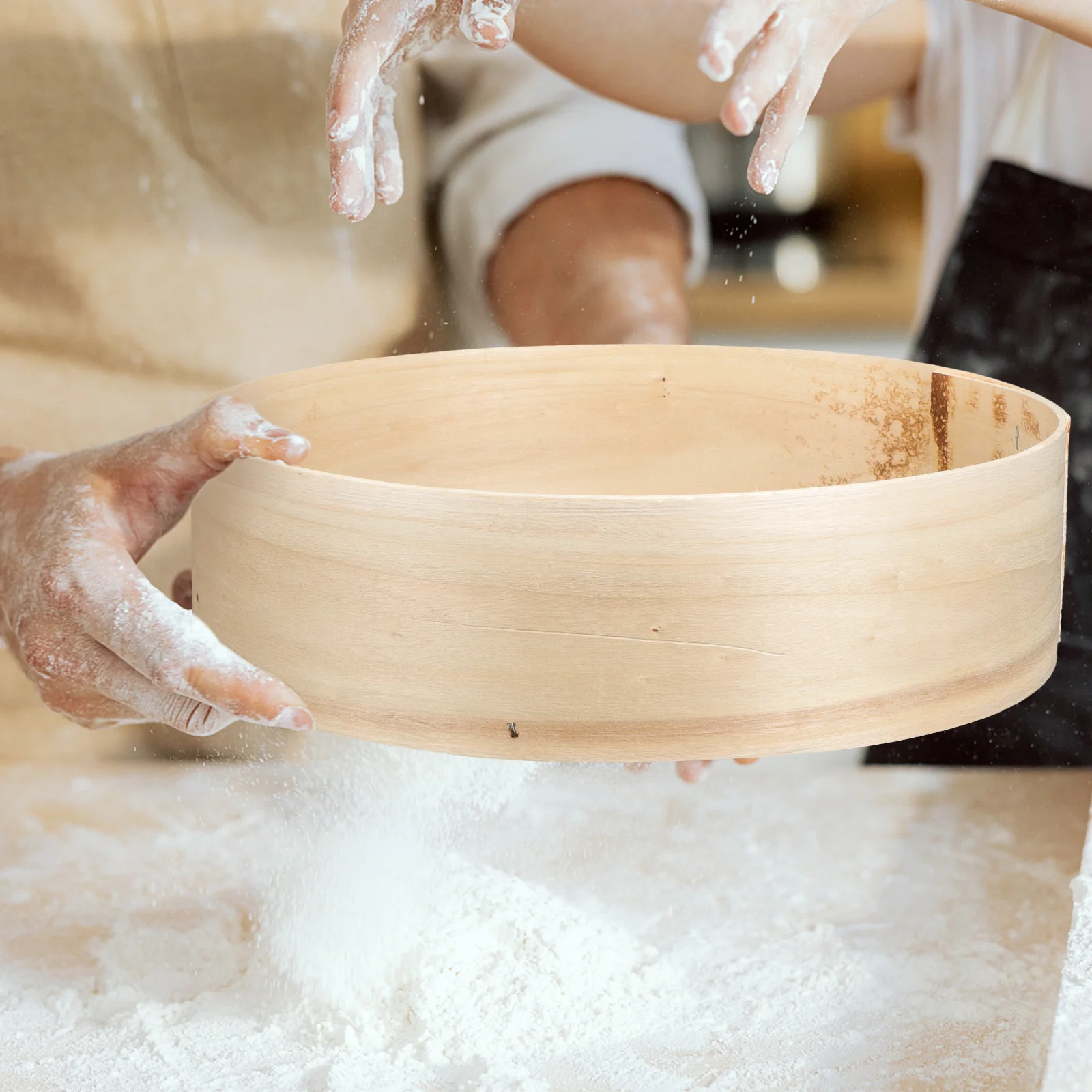 

Flour Sieve Kitchen Gadgets Filter Milk Baking Round Sifter Sifting Cup Fine Wooden Mesh Strainer Shape Matcha