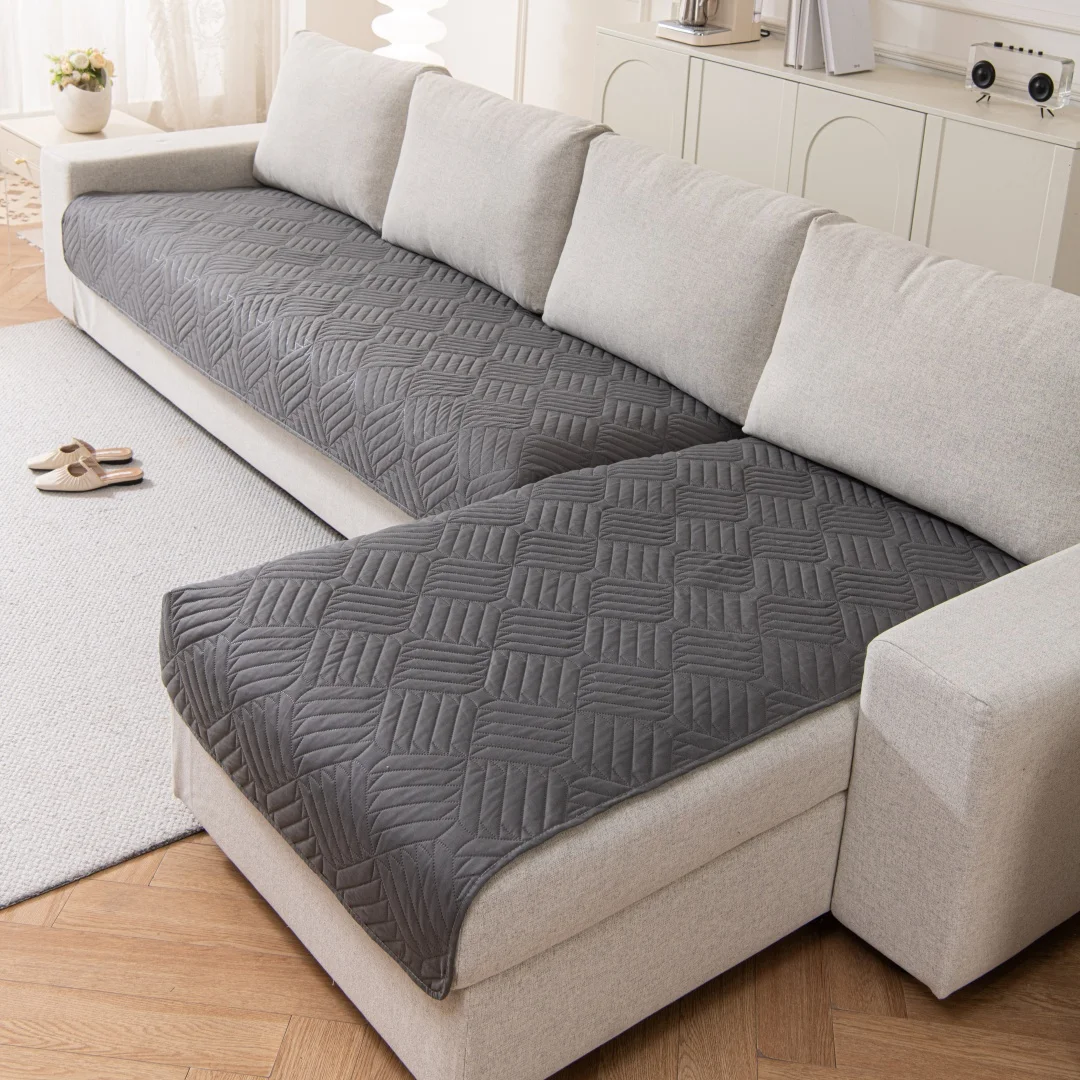 Rutschfester Sofabezug mit geometrischen Linien, Ultraschallprägung, für alle Jahreszeiten, Wohnzimmer, dekoratives Sitzpolster, Sofa-Handtuch-Schonbezug