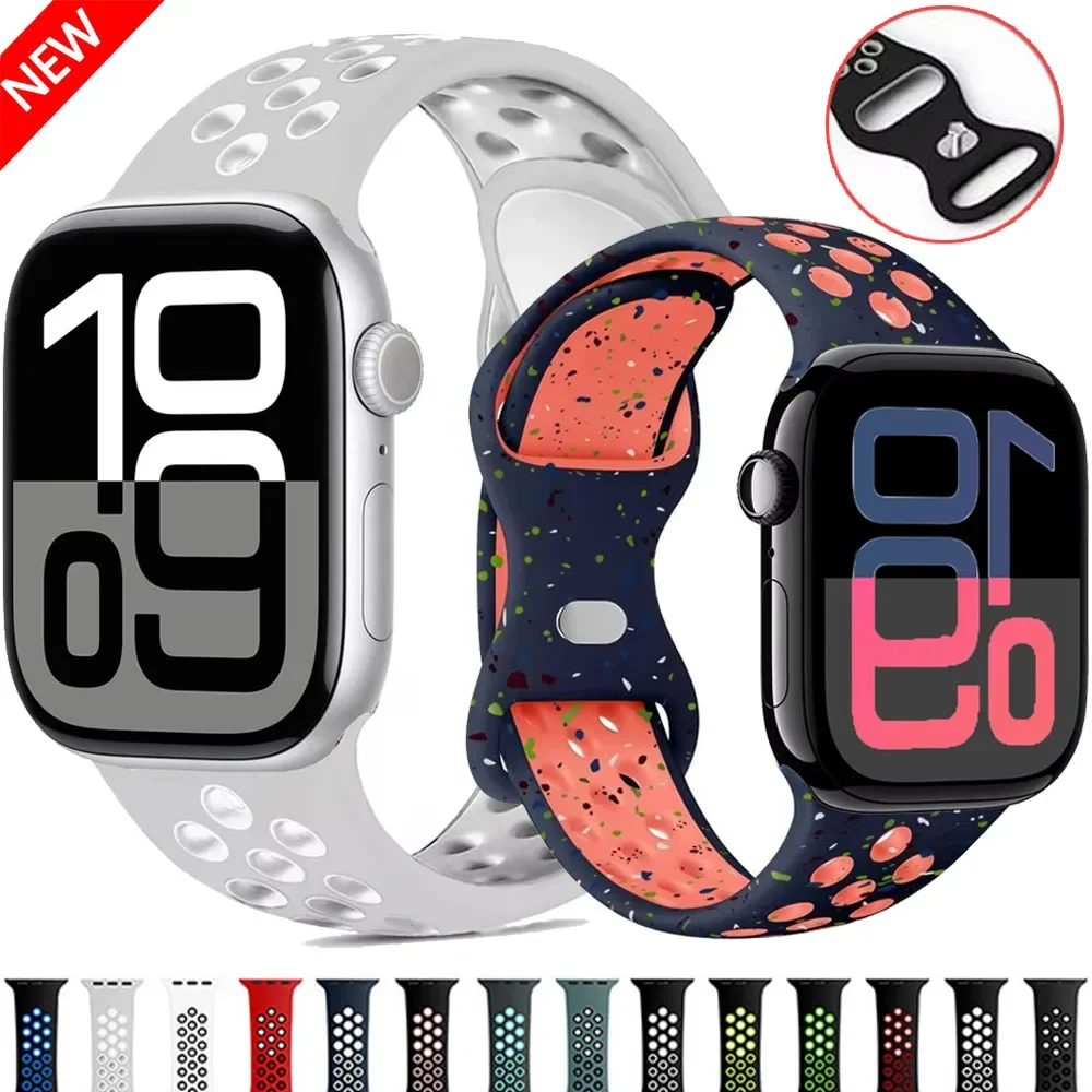 Correa de silicona para Apple Watch Band 46mm 42mm pulsera deportiva Ultra 49mm 45mm 41mm 44mm 40mm iwatch Series 10 9 8 7 6 5 4 SE cinturón