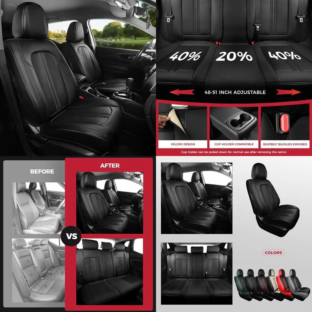 

Полный комплект черных чехлов на автомобильные сиденья, универсальные кожаные чехлы на сиденья для легковых автомобилей, грузовиков, внедорожников, водонепроницаемые чехлы на автомобильные сиденья на заднее сиденье и спереди