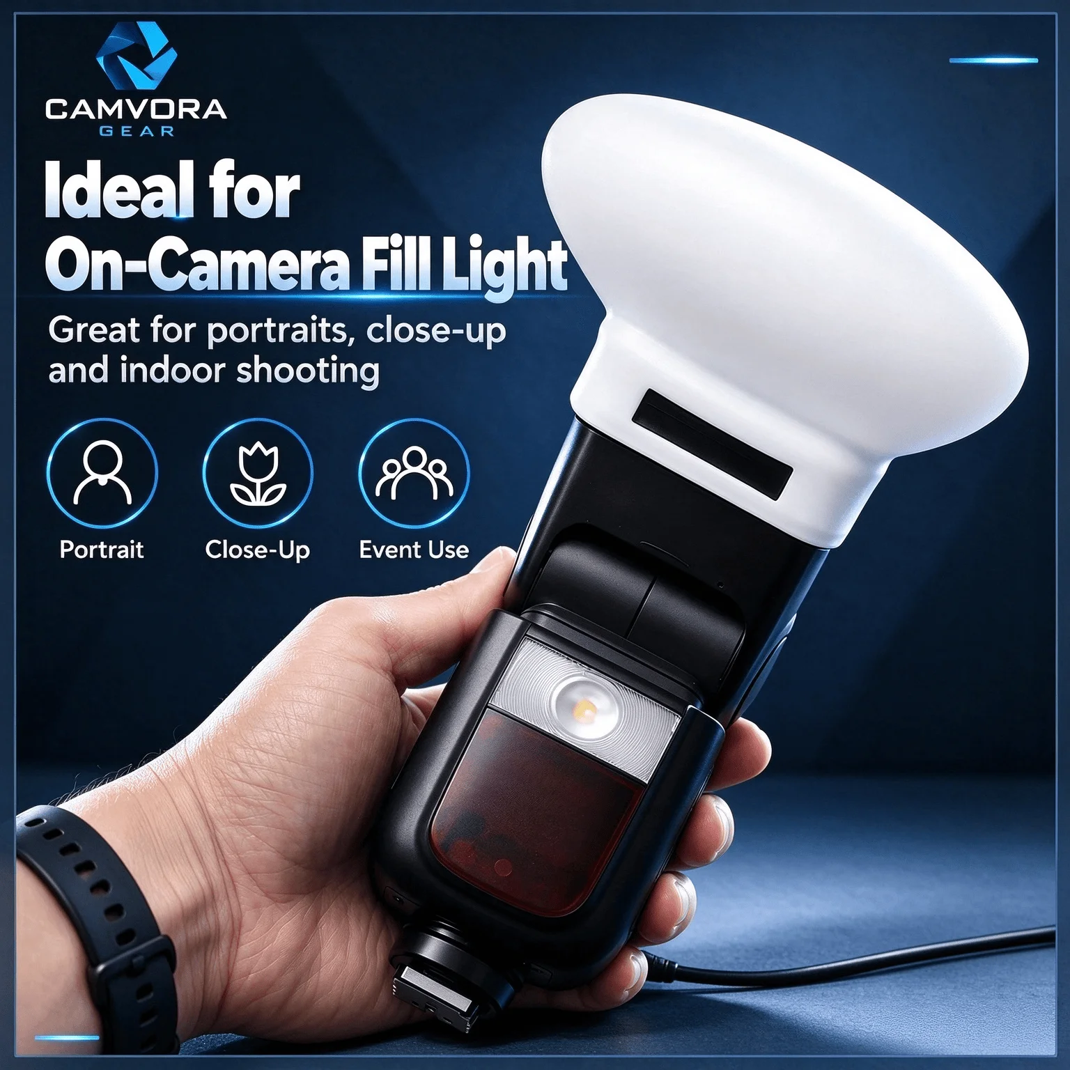 Collapsible Silicone Flash Diffuser CAMVORA MF-DD Diffusion Dome for V860II TT520II TT600 MF12 YN560 Portrait Lighting