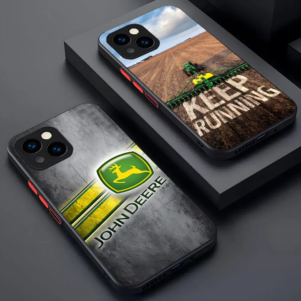 Green J-John Truck Deeres Phone Case Matte Transparent For 16 15 IPhone 12 11 13 Pro Max X XR XS 8 SE Mini Plus Back Cover