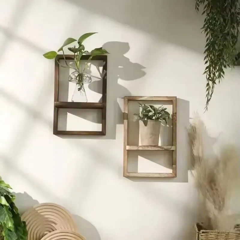Wooden Floating Shelf Wall Mounted Display Stand Country Style Storage Rack for Bedroom Kitchen Bathroom Small Decor Gift