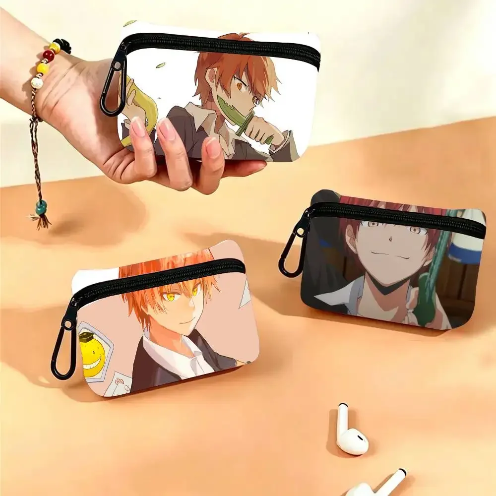 Karma Akabane Anime A-Assassination Oxford Fabric Wallet With Zipper Hanging Multifunctional Bag For Credit Cards Keys Coins