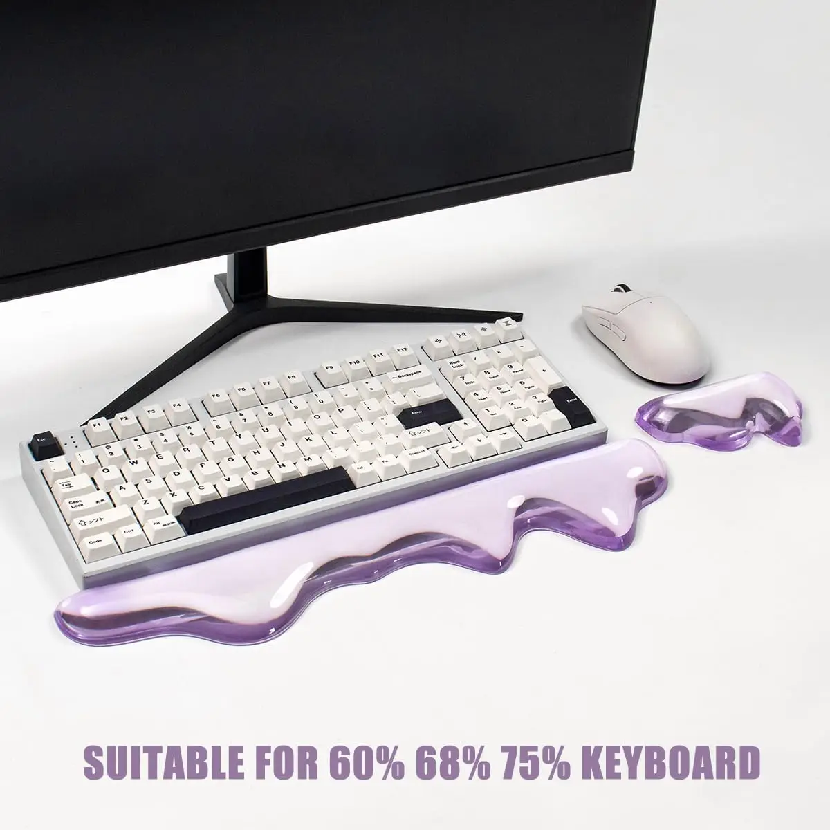 Ergonomic Gel Keyboard Mouse Wrist Rest Set Cute Support Pad for 60% 68% 75% Mechanical Keyboard Typing and Gaming