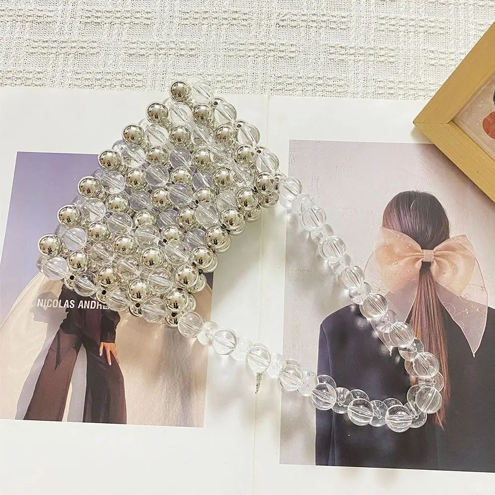 مطرز حقيبة من القماش المرأة 2025 صيف جديد الفرنسية كسول نمط شيك تصميم فضي شفاف الطازجة الحلو الاكريليك حقيبة يد الإناث