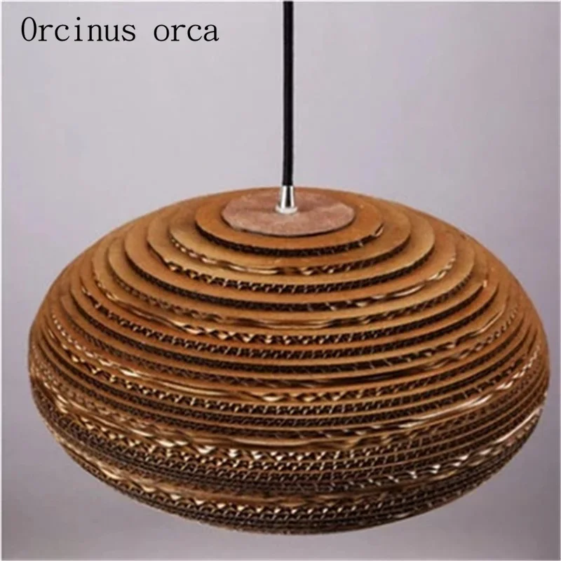 American retro pub corrugated paper coffee shop Nordic creative honeycomb bare single Chandelier image 3