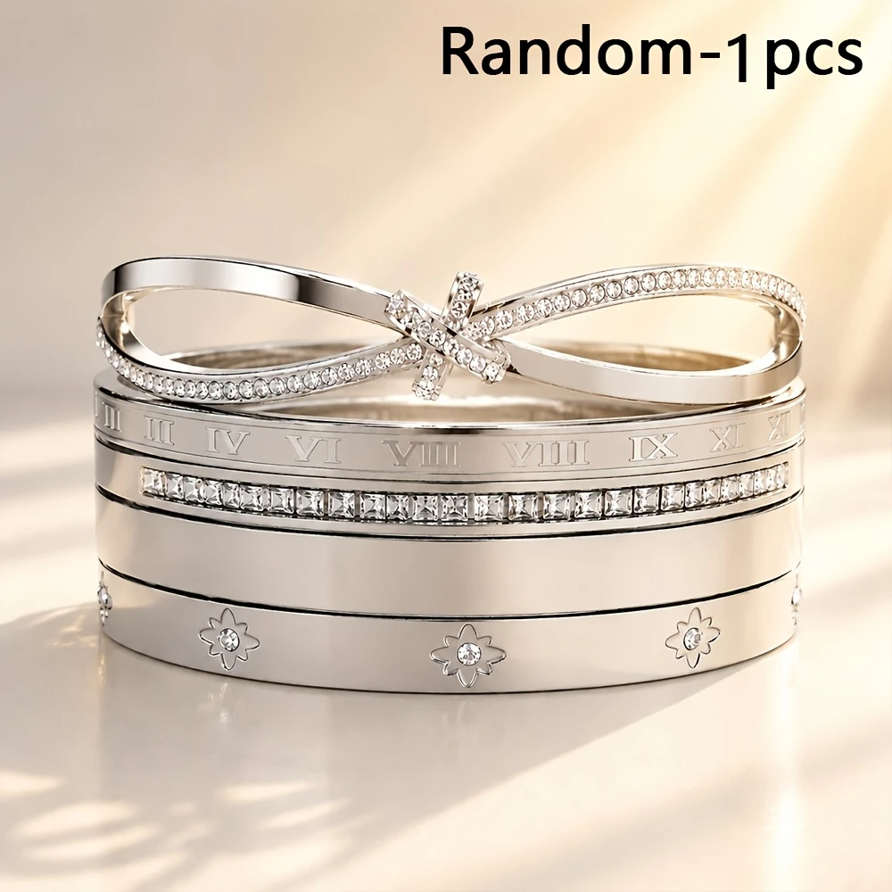Randomly Selected 1 Piece of Stainless Steel Elegant and Luxurious Non-Fading Women's Bracelet, Suitable for Daily Wear and Parties, Birthday Gift, a Great Gift for Women