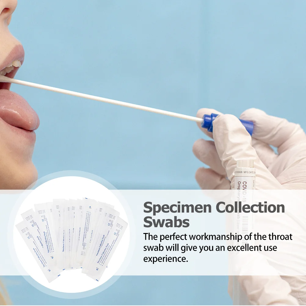 200 Pcs Nasal Swab Sampling Swabs Flocking Disposable Specimen Collection One-time Sample Portable Pharynx