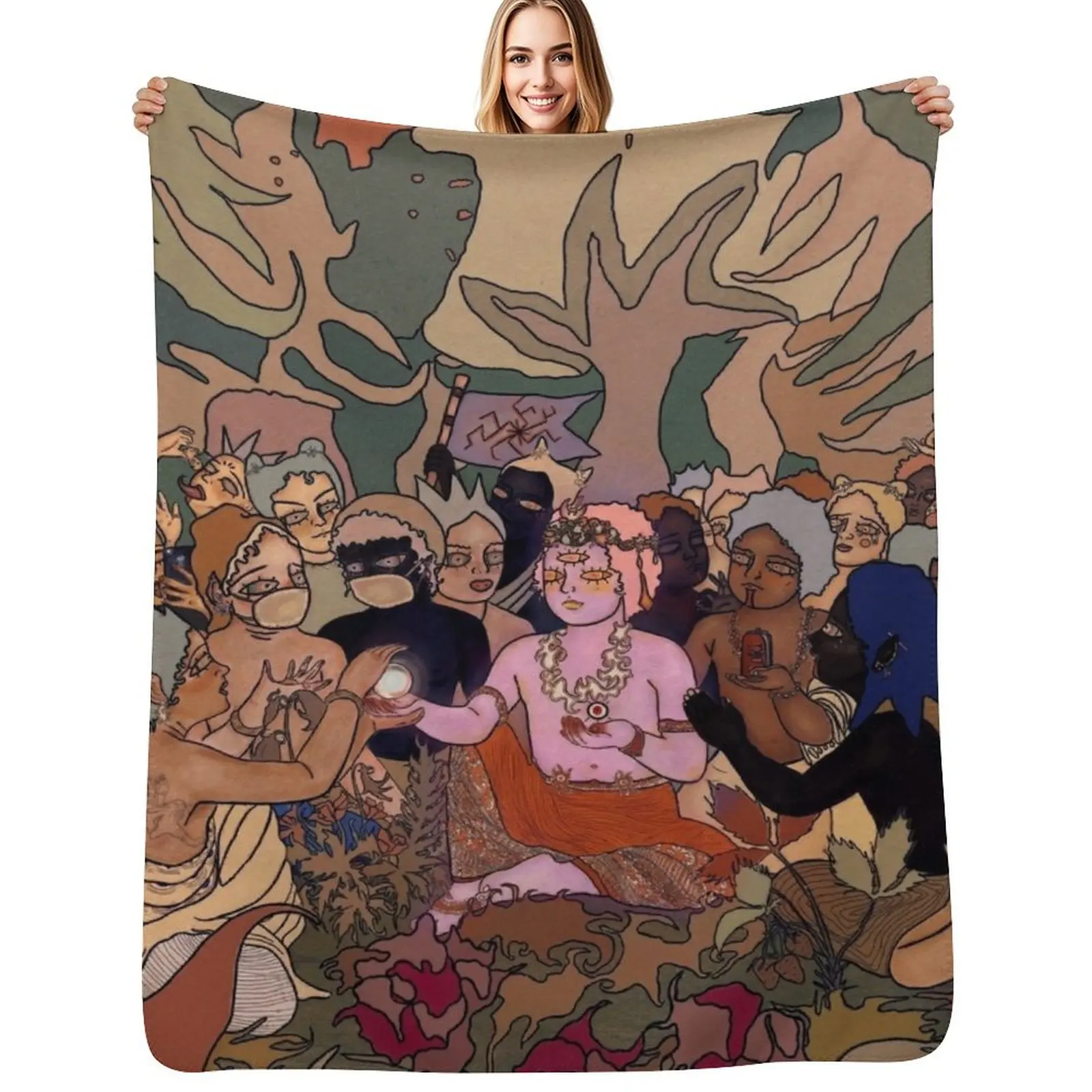 post human survival horror Throw Blanket Cozy Throw Blanket Birthday Gift for Him Her