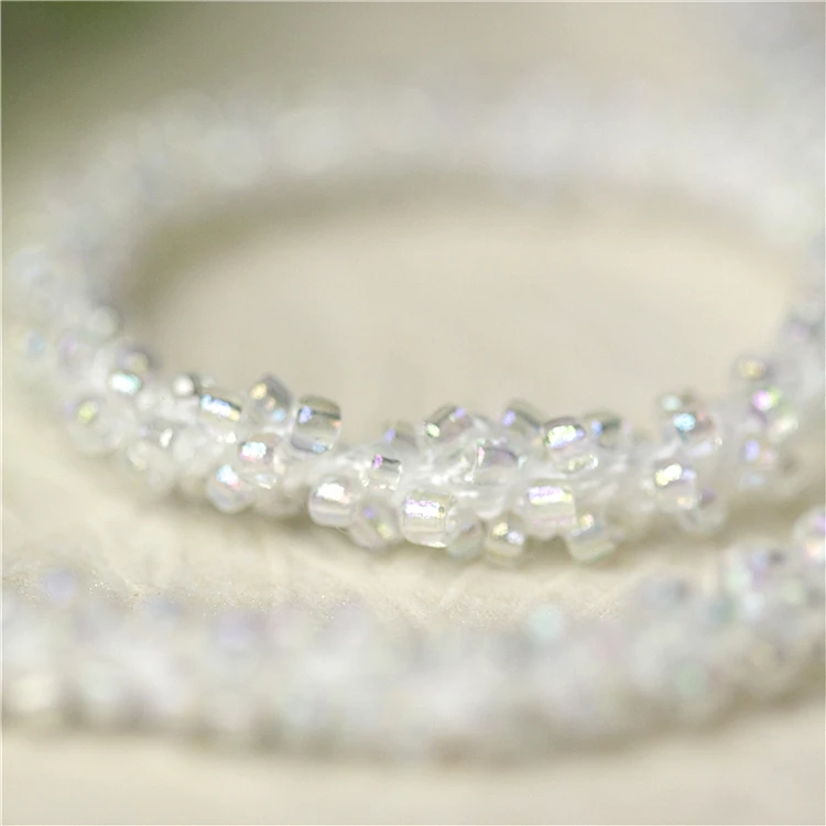 3meter price Color tube bead wire rope crystal acrylic glass beads lace diy hand woven accessories