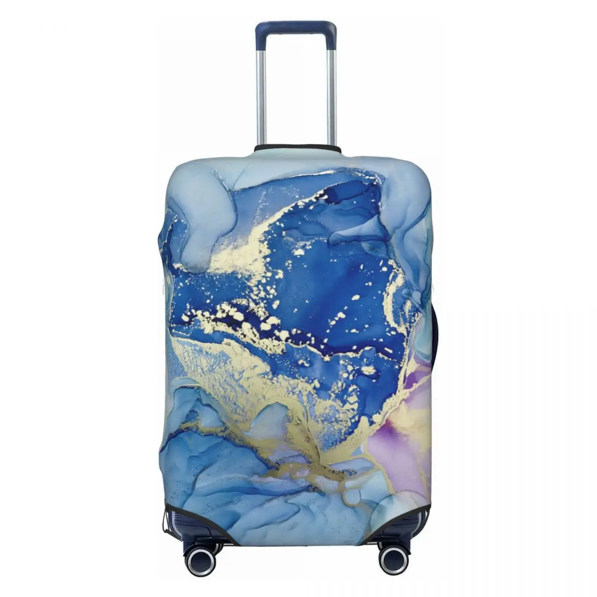 

Custom Luxury Blue Abstract Texture Marble Pattern Luggage Cover Cute Suitcase Protector Covers Suit For 18-32 inch