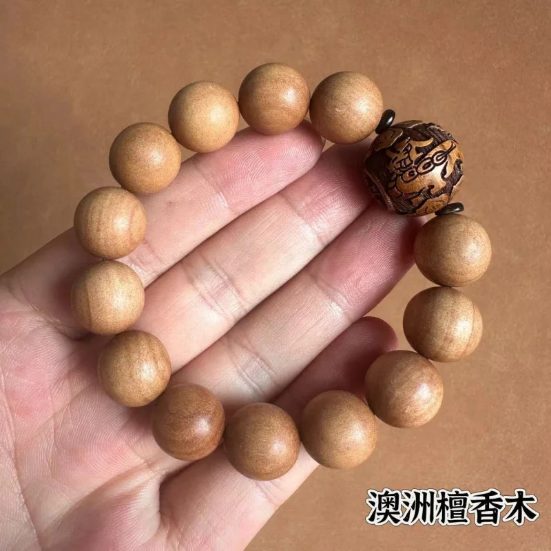 

Natural Australian Sandalwood Bracelet Men Wholesale Retro108Beads Collectables-Autograph Rosary White Sandalwood Bracelet Femal