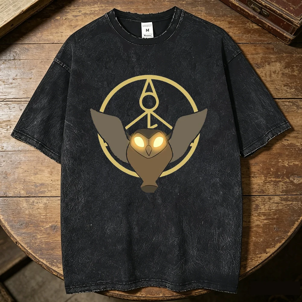 the Owl House Vintage Washed cotton top tees men Graphic Digital anime 2000s shirt Classic graphic kawaii University Retro anime