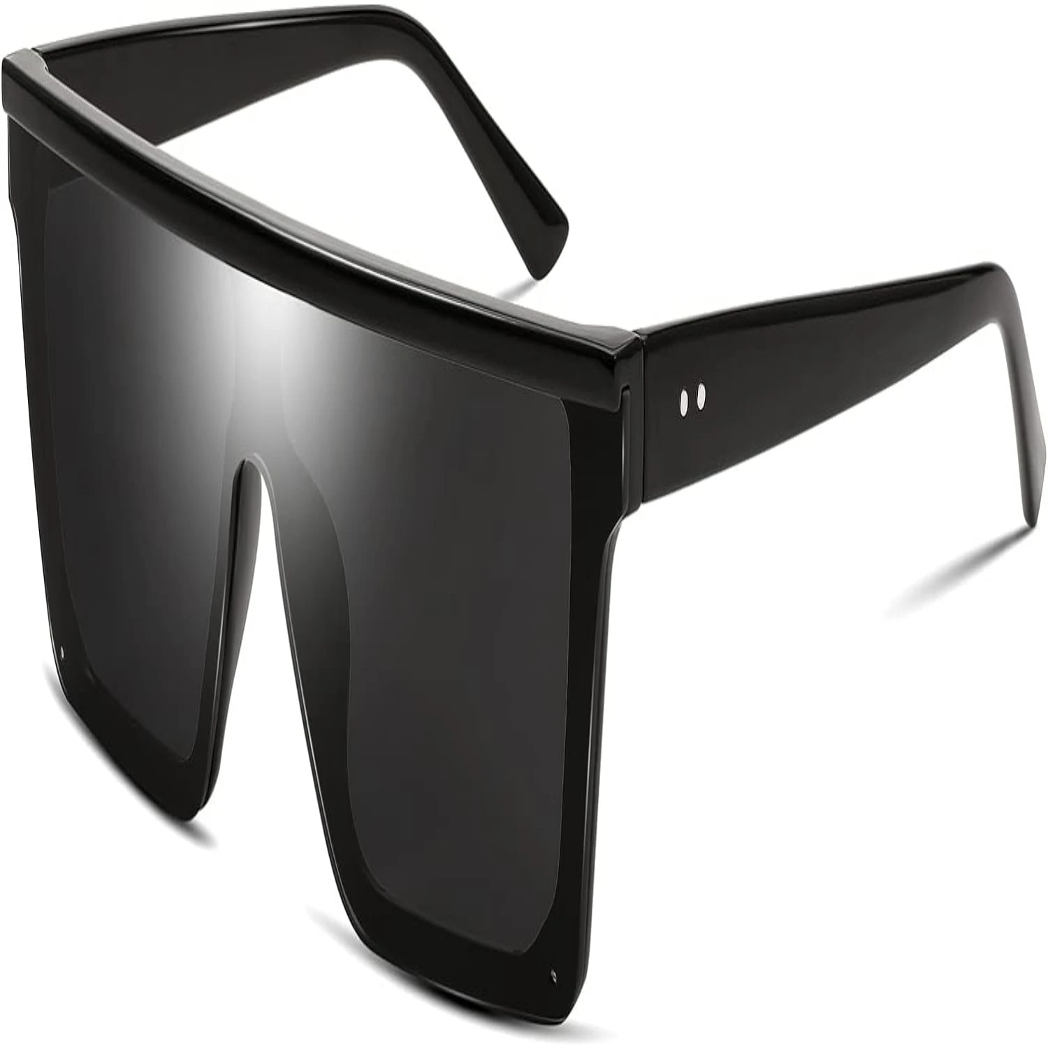 

Stylish Oversized UV400 Square Sunglasses for Women and Men - FEISEDY Fashionable Trendy Futuristic Flat Top Visor Shades with B