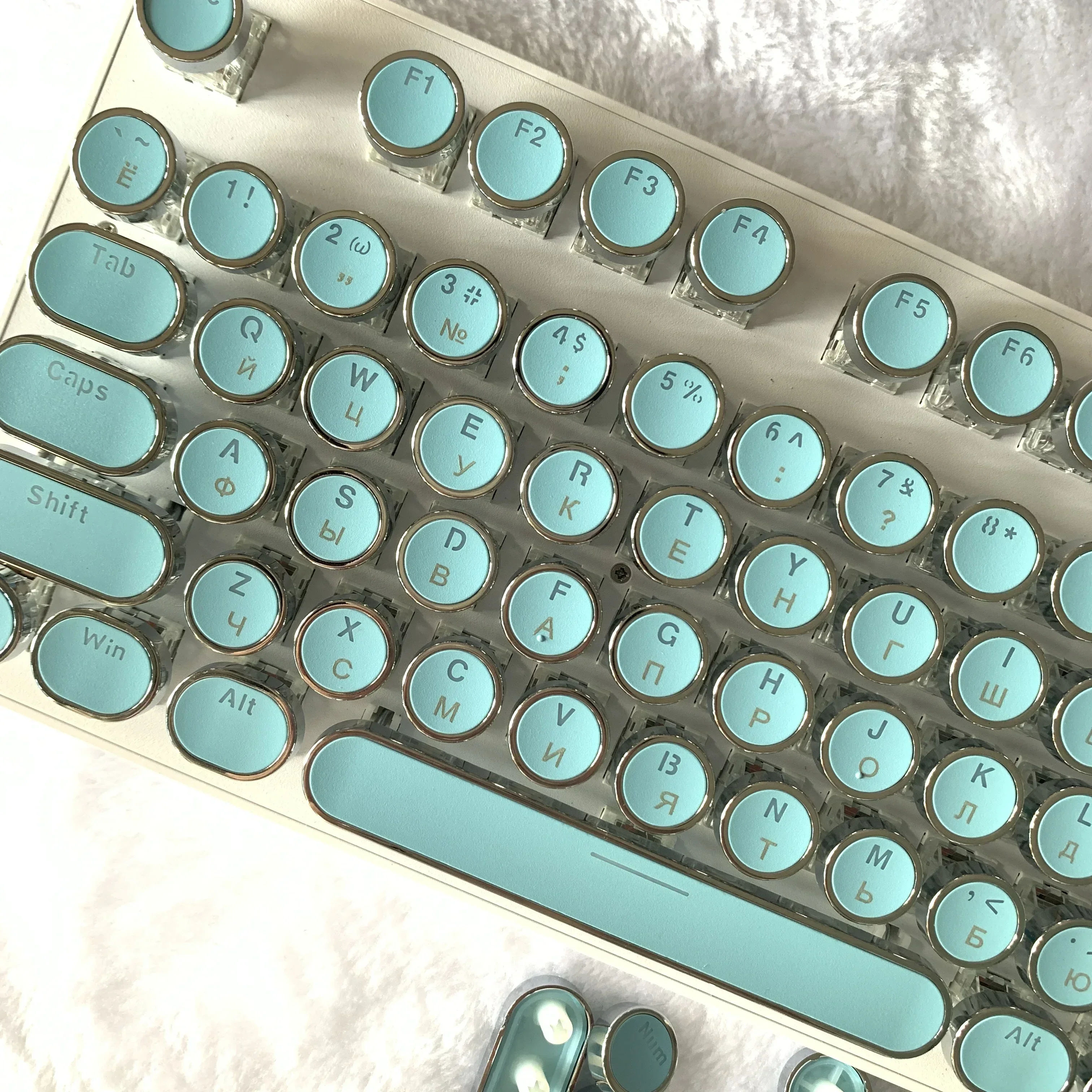 104 Key Russian Keycaps Korean Spanish Universal Round Key Cap  for Cherry MX Mechanical Keyboard Backlit Design High-Quality