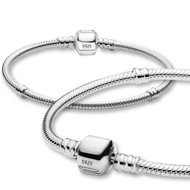 Cadena de serpiente de plata de ley 925 para mujer, pulsera con dijes, regalo de joyería