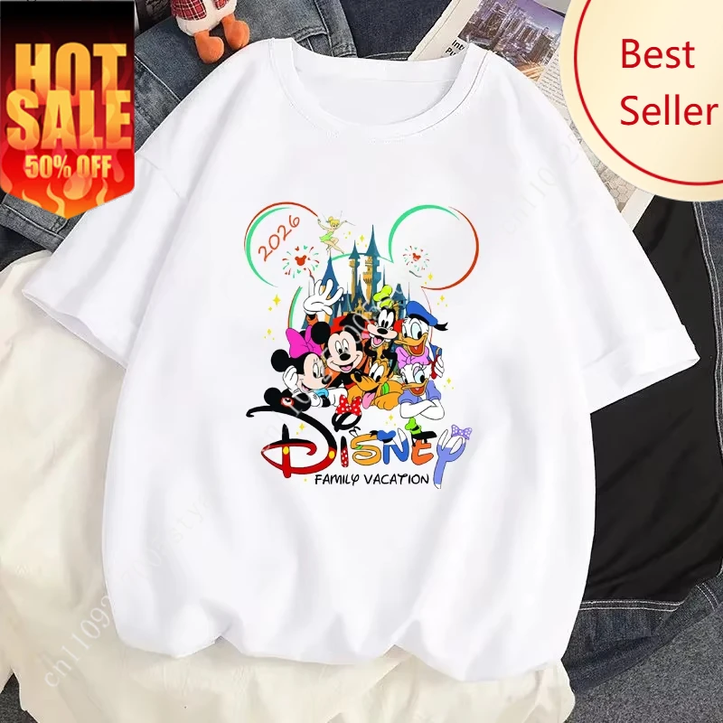 

2026 New Mickey Mouse My First Disney Trip Printed T-Shirt Women's Parent-Child Casual Short Sleeve Family T-Shirt Clothes Top