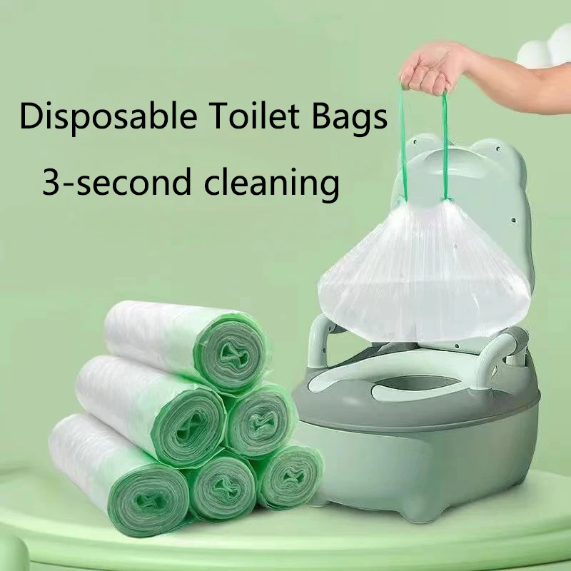 10pcs/roll Universal Baby Potty Training Toilet Seat Bin Bags Travel Potties Liner Disposable With Drawstring Easy Convenient