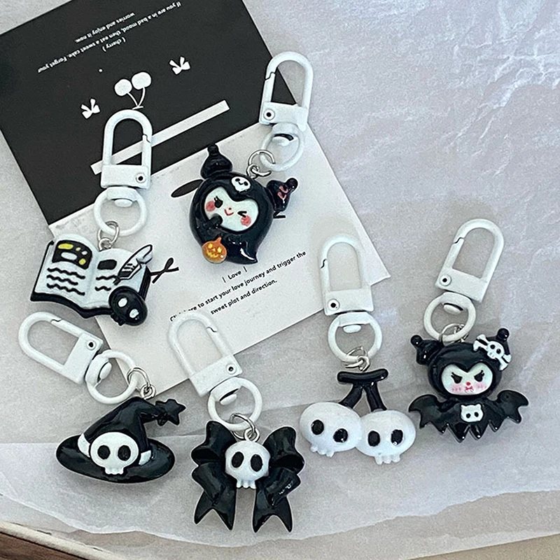 Cartoon Creative Halloween Bat Pumpkin Ghost Kuromi Keychain Cute Anime Figures Keychain Backpack Decoration Accessories Gifts