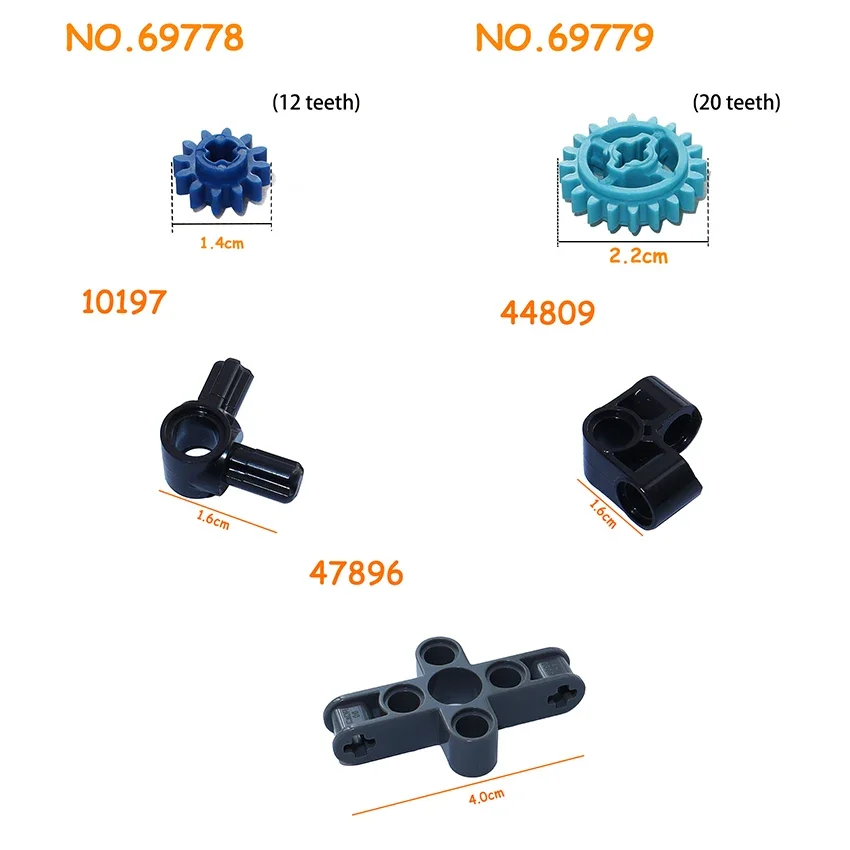 69779 10197 44809 47896 69778 MOC Zestawy Koła Zębatego Klocki Tuleja Wał Otwór Łącznik Kołek Krzyżakowy Piasta z Osią Klocki Konstrukcyjne