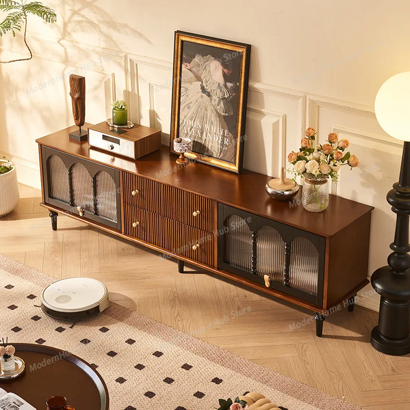 Solid Wood TV Cabinet with Drawers, Wall-Mounted Storage Cabinet for Living Room Living Room Cabinets Home Furniture