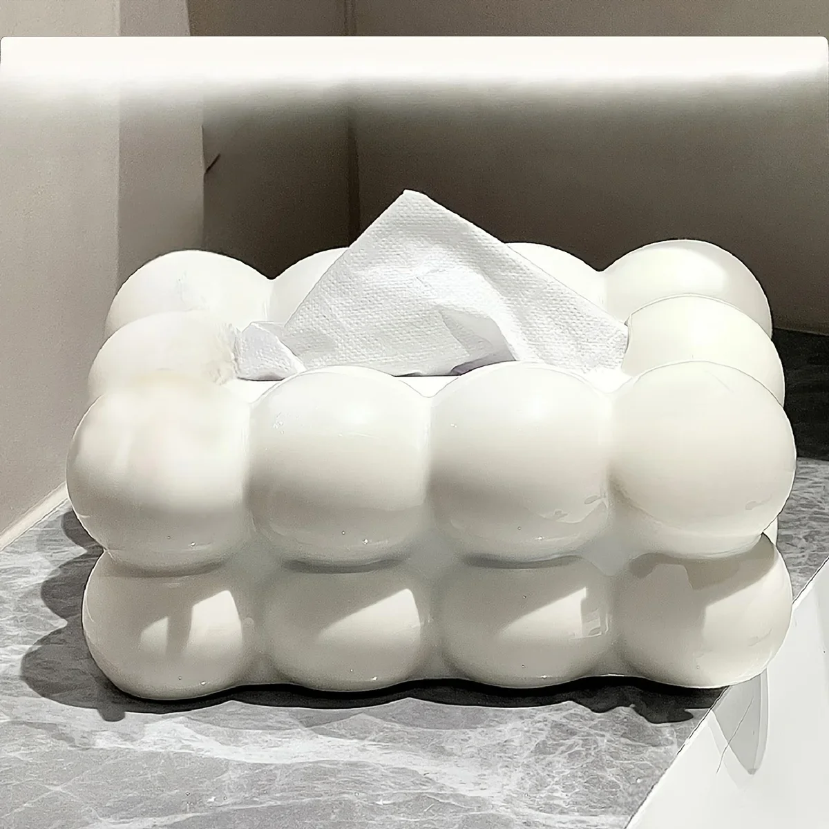 Chic Cloud-Shaped Tissue Holder Decorative Desktop Organizer for Living Room Durable Plastic Napkin Dispenser with Storage Box