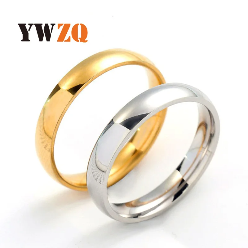 1PC Titanium Steel Ring 4mm Curved Smooth Surface Couple Stainless Steel Exquisite Plain Ring