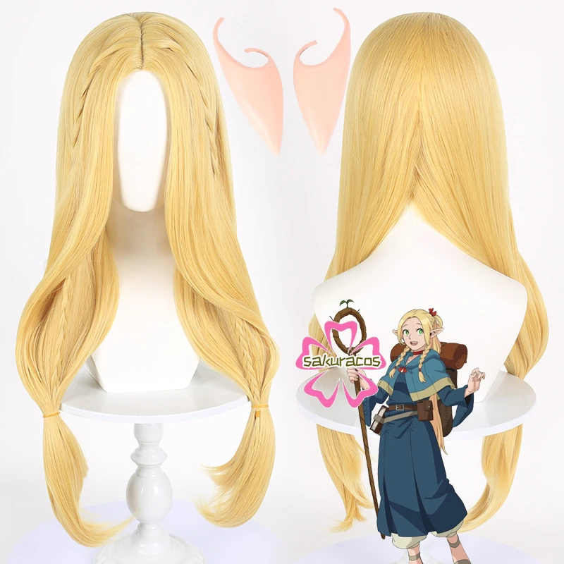 Anime köstlich in Dungeon Marcille Donato Cosplay Perücke Frauen gelb lange Perücken für Halloween Kostüm Prop Ohren Perücke Kappe