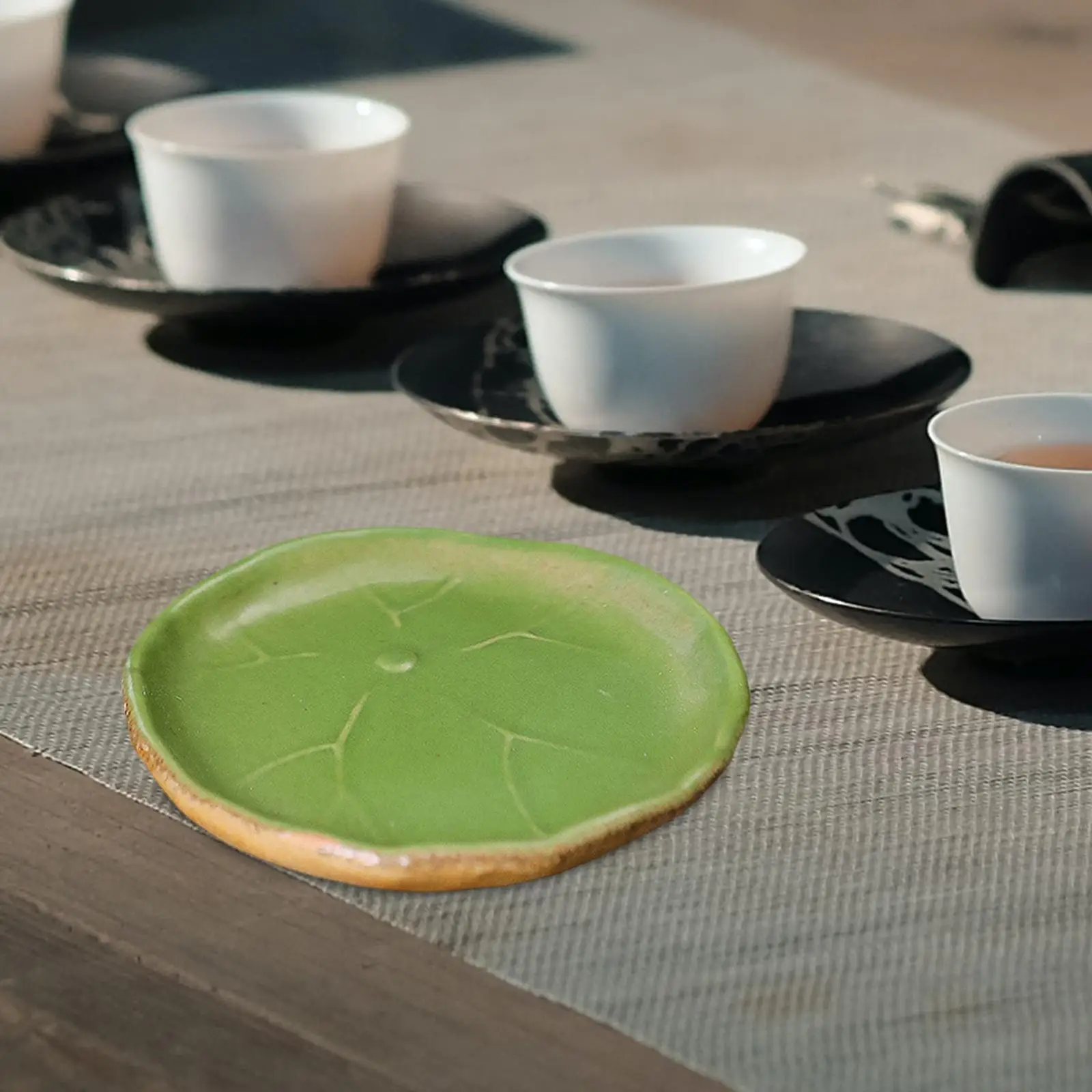 Ceramic Table Centerpiece Tray Lotus Leaf Art Handmade Tea Pet Ornament Display Plate for Wedding Party Birthday Gift
