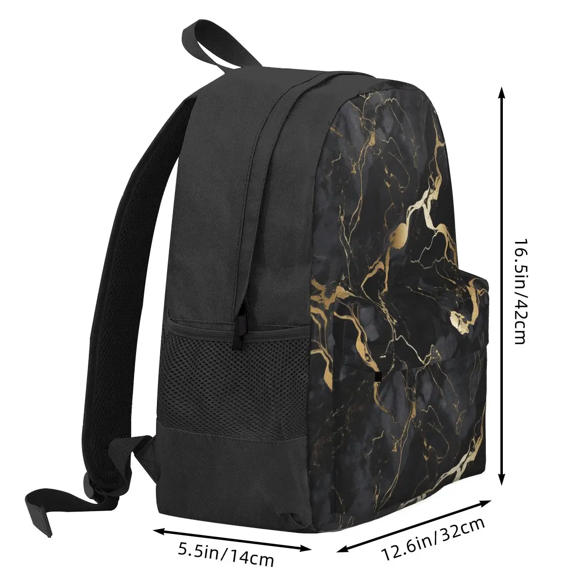 Classic Black And Gold Marble Backpack Hot Sale Daypack Large Capacity Boys Girls BookBag School Bag Shoulder Bags for Men Women view 2