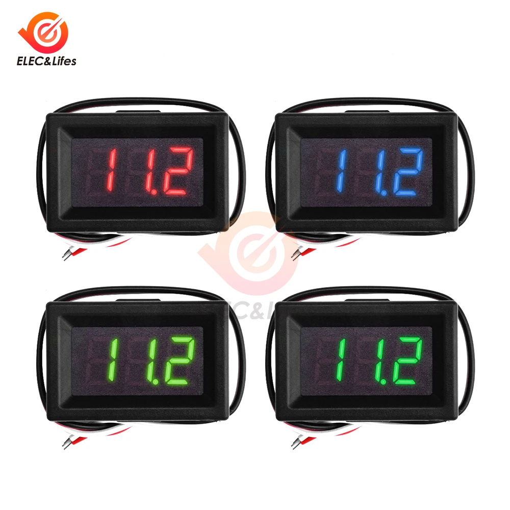 0.36 Red Blue Green Digital LED Mini Display Module DC 0-30V Voltmeter Voltage Tester Panel Meter Gauge for Motorcycle Car