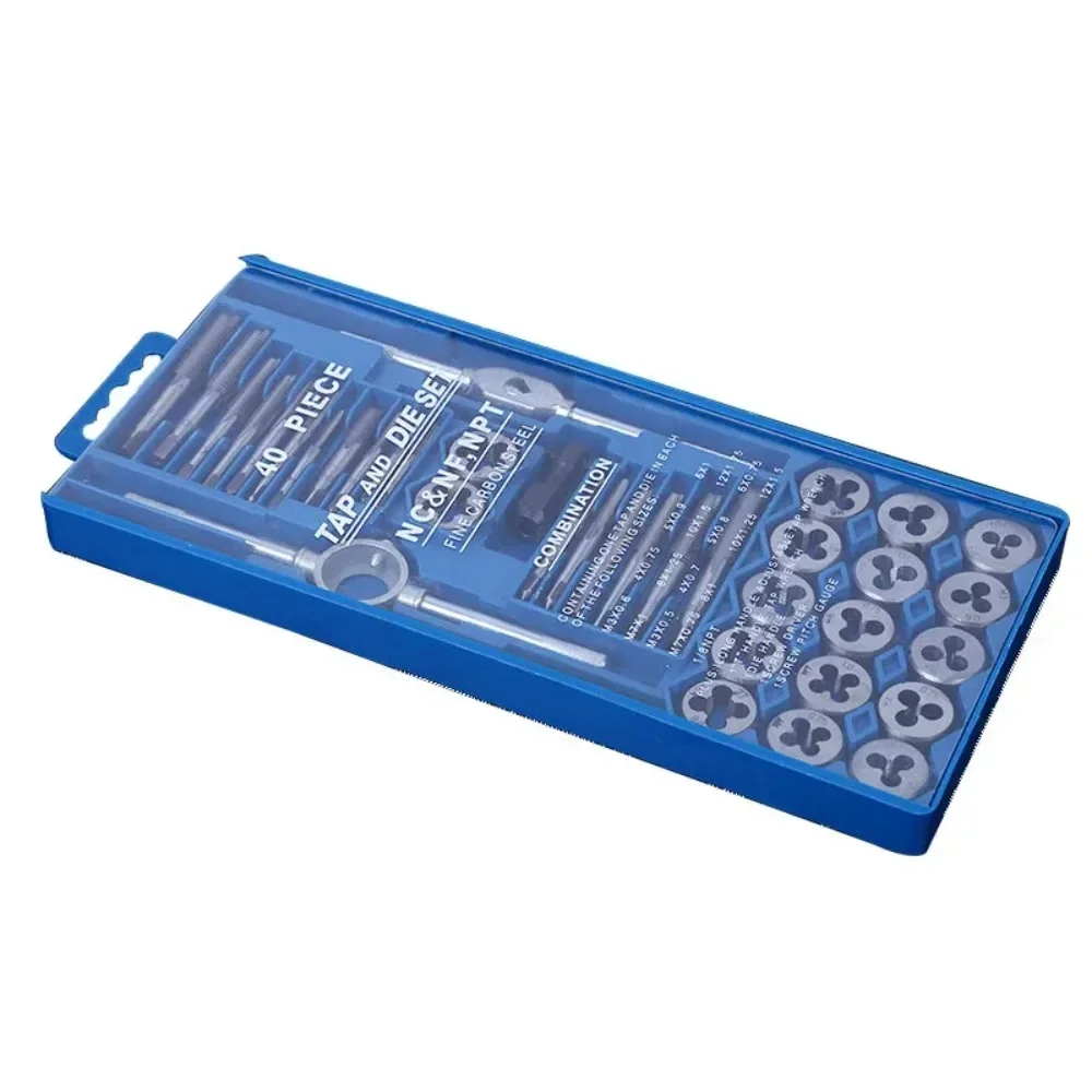 Tap and Die Set Metric Tap Drill Bits Wrench 40pcs M3-M12 Adjustable Threading Tools for Metalworking with Storage Case