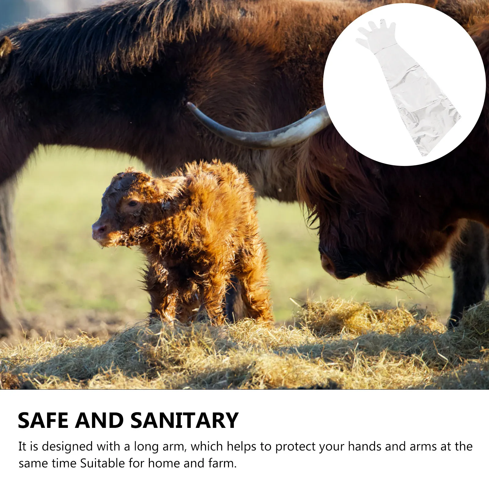 

50 шт. одноразовых ветеринарных перчаток для родовспоможения скота, длинные, на пять пальцев, для защиты рук и предплечий при работе с свиньями и овцами